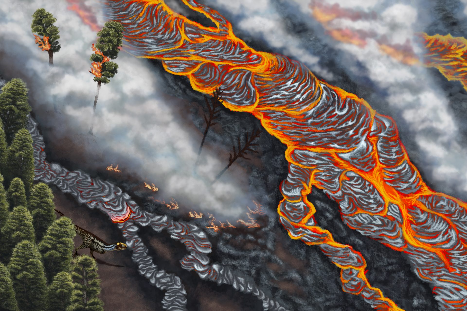 Um ciclo repetitivo de erupções vulcânicas