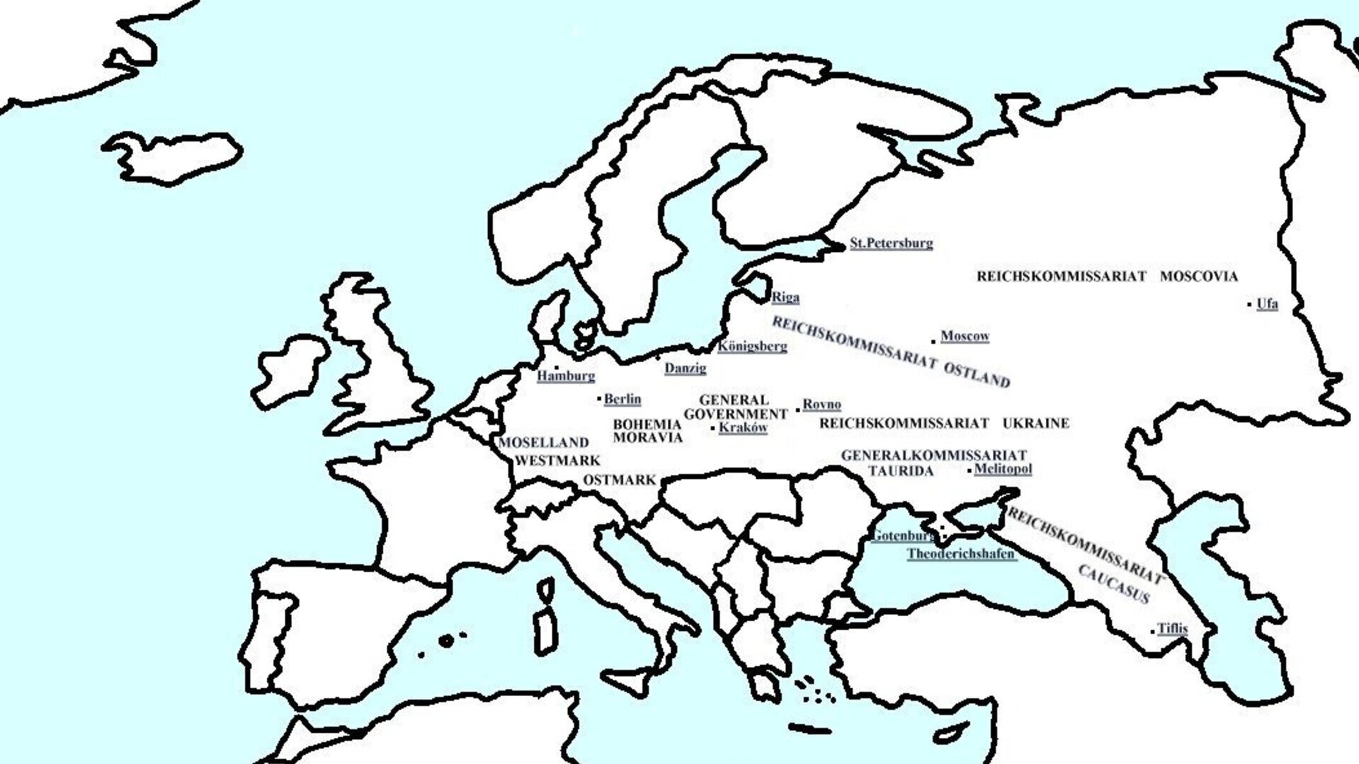 El mapa (imaginario) de una Europa sometida al 'lebernsraum'