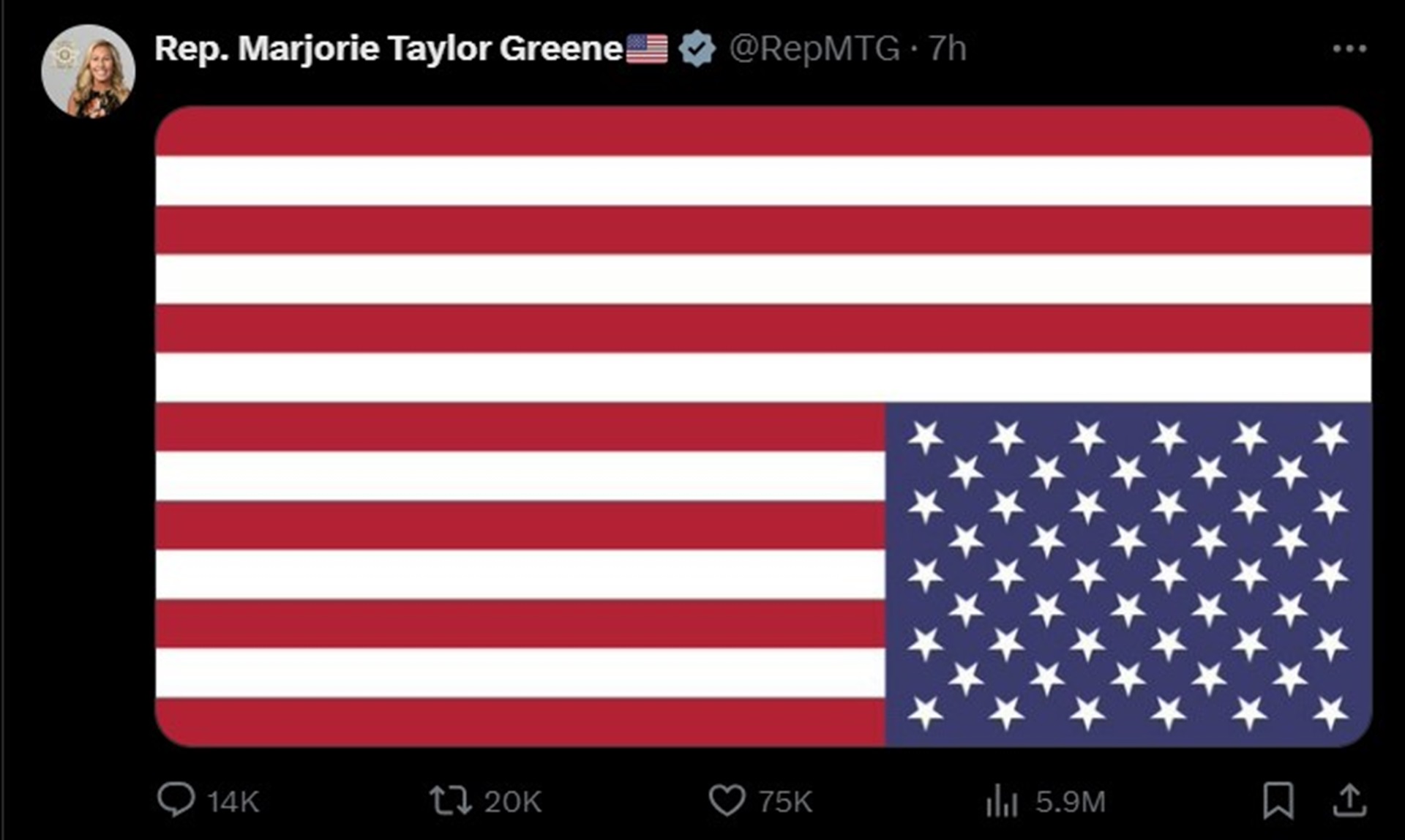 Greene posted an upside down flag