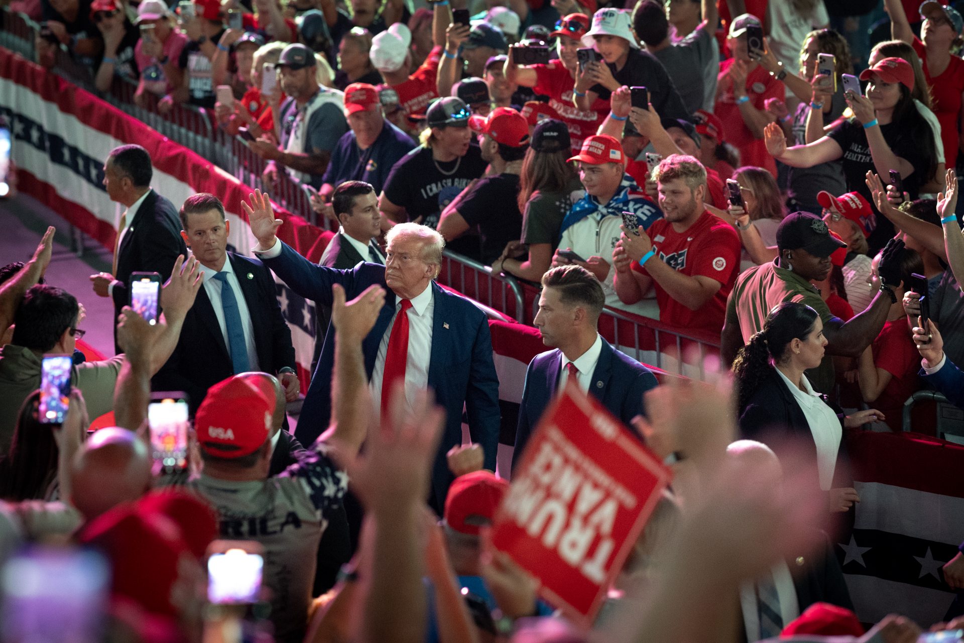 The crowd booed Trump’s remark