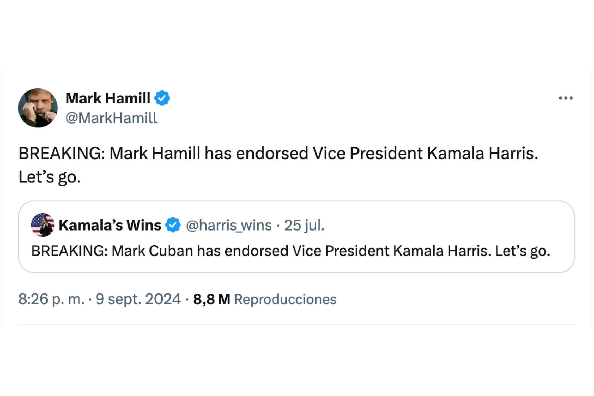 Mark votará a Kamala