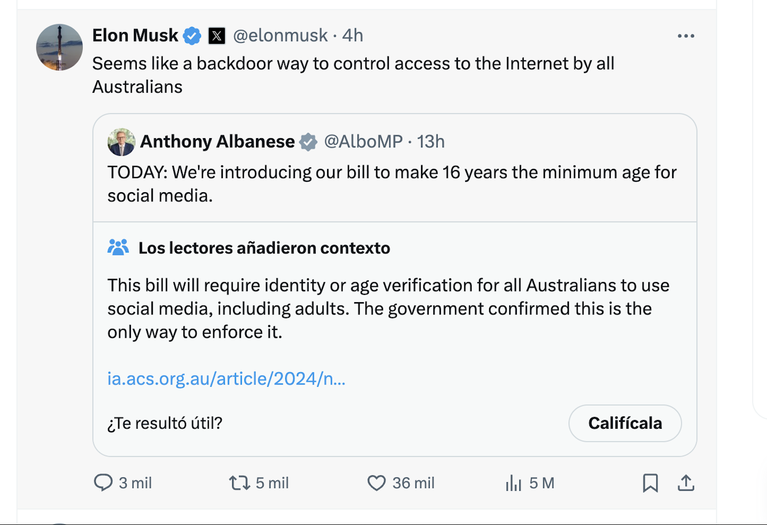 Musk weighs in